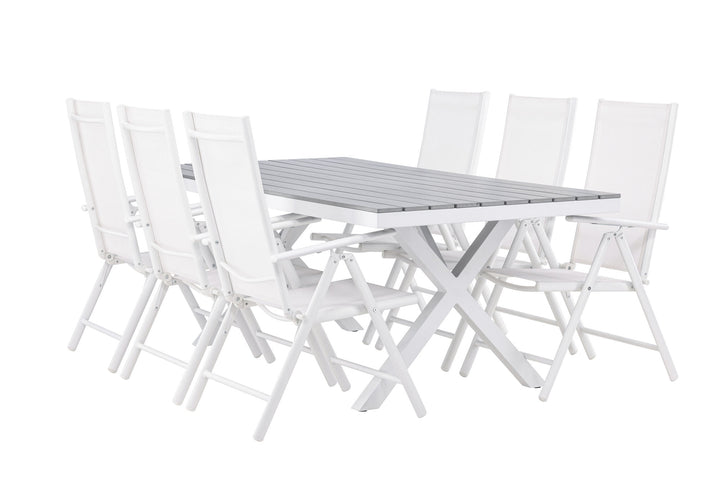 Venture Home Garcia Diningtable Alumnium - White / Light Grey Aintwood / Rectangular 100*200* +Break Diningchair Alumnium - White / Textilene _6