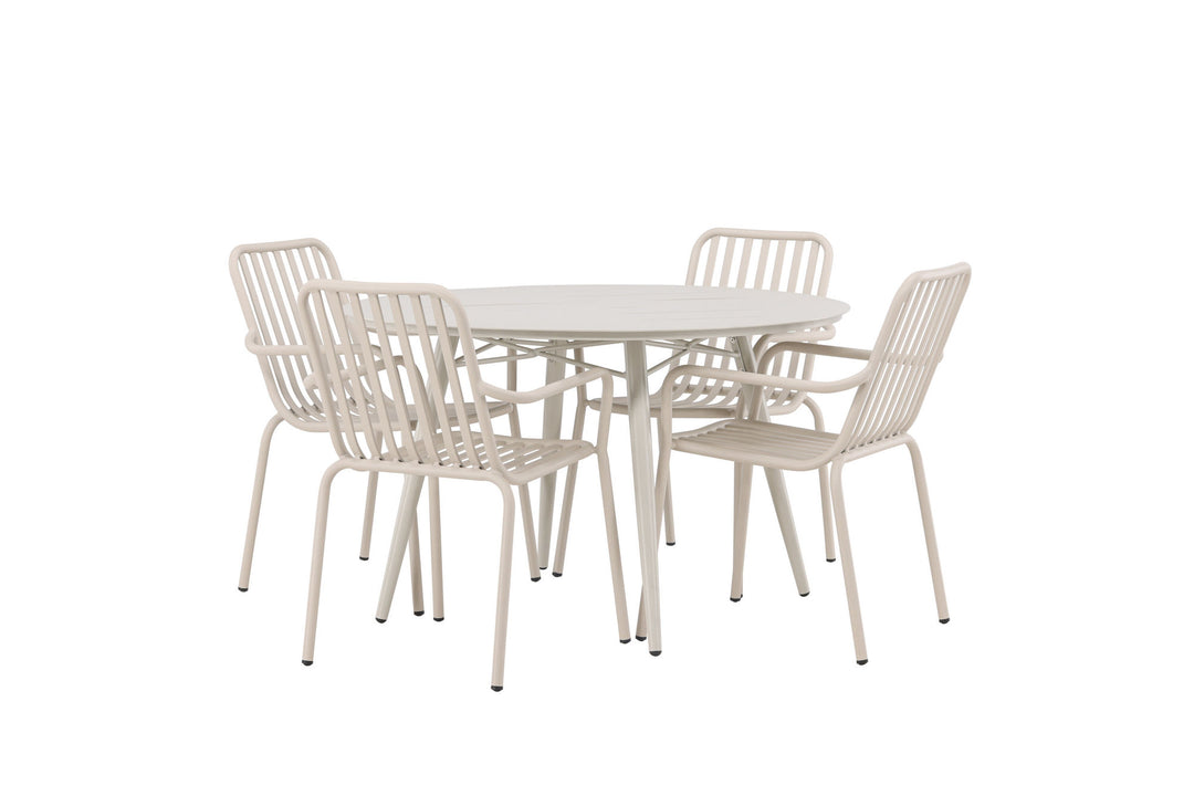 Venture Home Lina Dining Table - Beige - Round 120 cm +Peking Diningchair Aluminium - Beige / _4