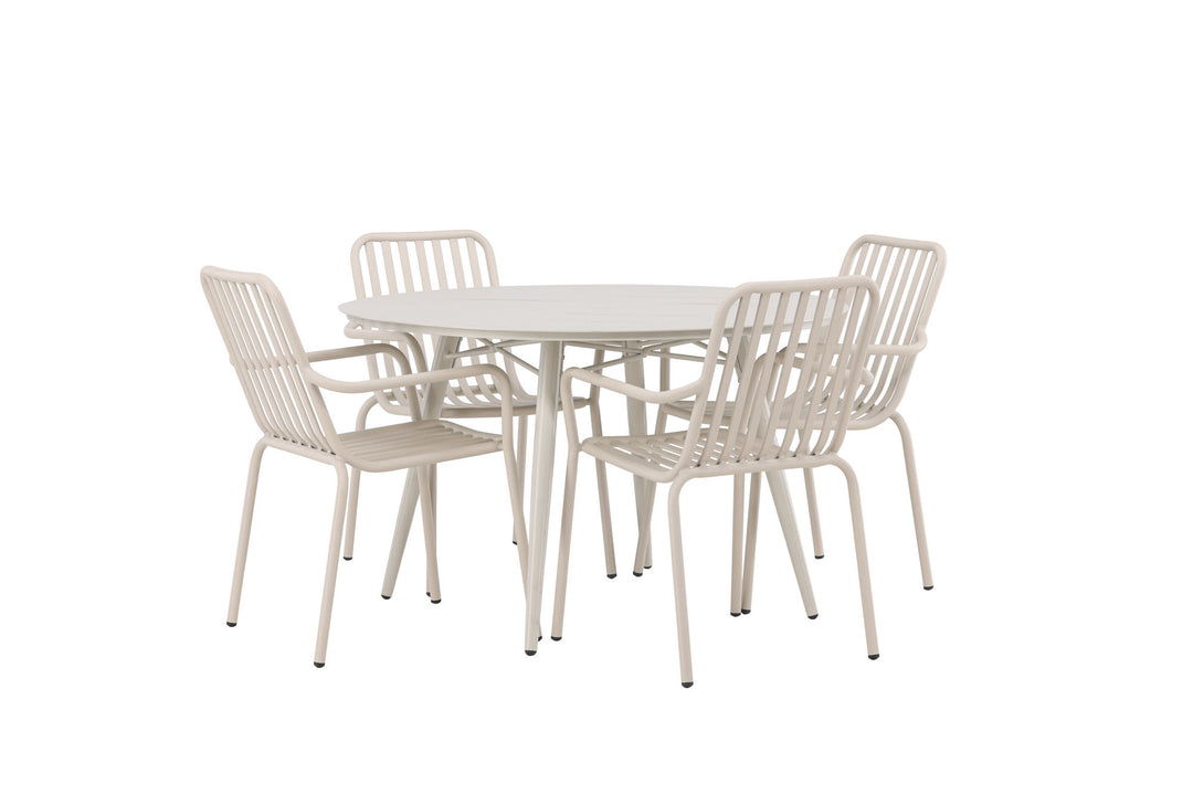 Venture Home Lina Dining Table - Beige - Round 120 cm +Peking Diningchair Aluminium - Beige / _4