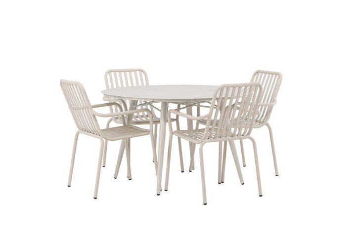 Venture Home Lina Dining Table - Beige - Round 120 cm +Peking Diningchair Aluminium - Beige / _4