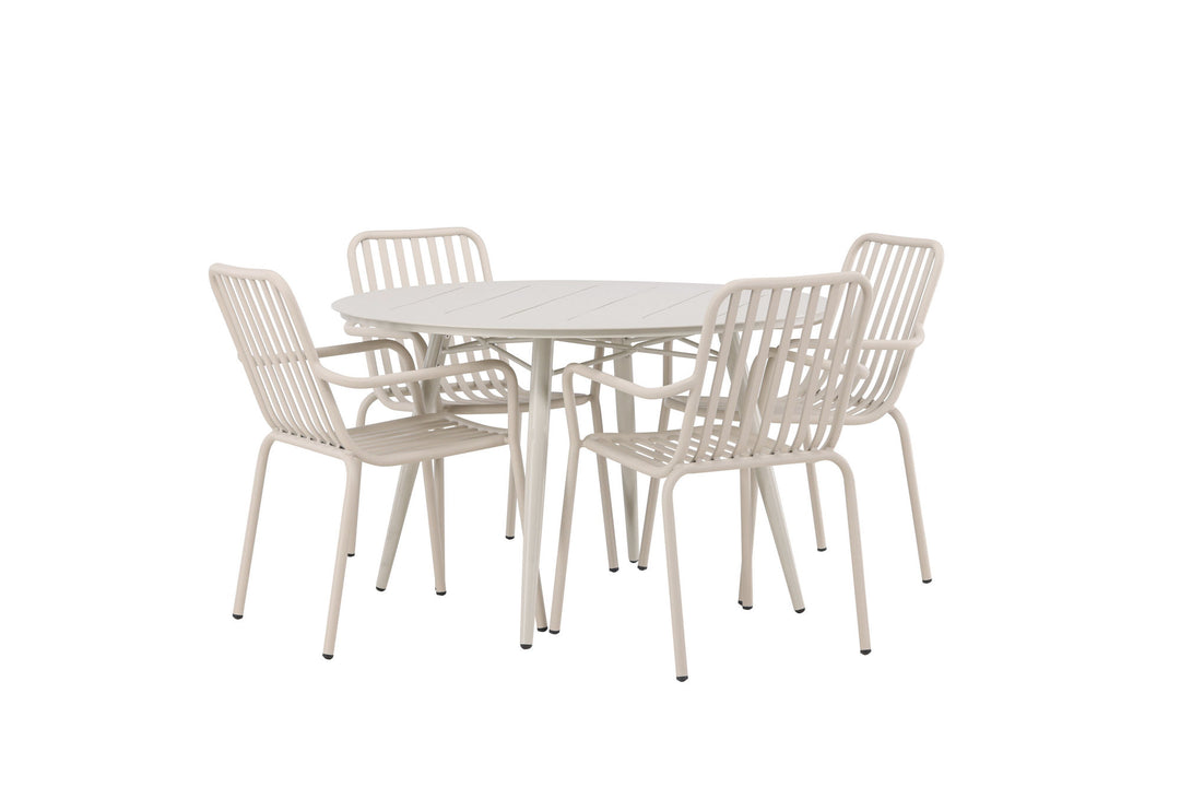 Venture Home Lina Dining Table - Beige - Round 120 cm +Peking Diningchair Aluminium - Beige / _4