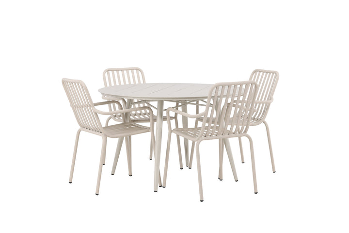 Venture Home Lina Dining Table - Beige - Round 120 cm +Peking Diningchair Aluminium - Beige / _4