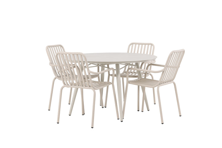 Venture Home Lina Dining Table - Beige - Round 120 cm +Peking Diningchair Aluminium - Beige / _4