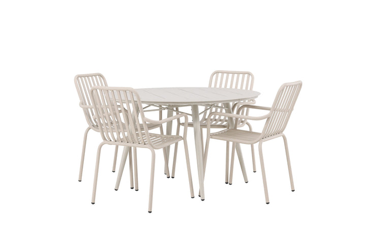 Venture Home Lina Dining Table - Beige - Round 120 cm +Peking Diningchair Aluminium - Beige / _4