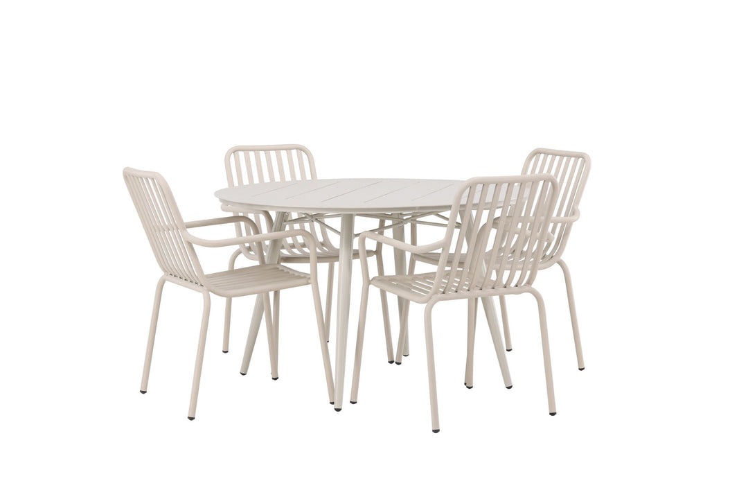 Venture Home Lina Dining Table - Beige - Round 120 cm +Peking Diningchair Aluminium - Beige / _4