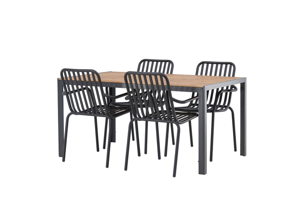 Venture Home Break Diningtable Alumnium - Black / Nature Rectangular 90*150* +Peking Diningchair Aluminium - Black / _4