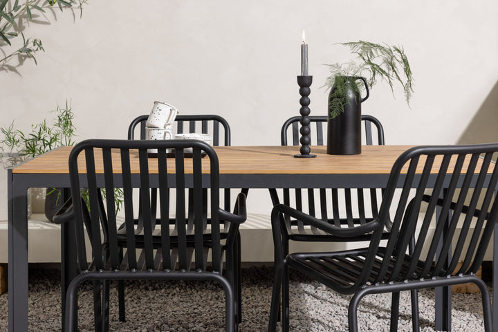 Venture Home Break Diningtable Alumnium - Black / Nature Rectangular 90*150* +Peking Diningchair Aluminium - Black / _4