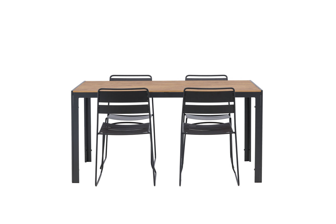 Venture Home Break Diningtable Alumnium - Black / Nature Rectangular 90*150* +Lina Dining Chair - Black _4