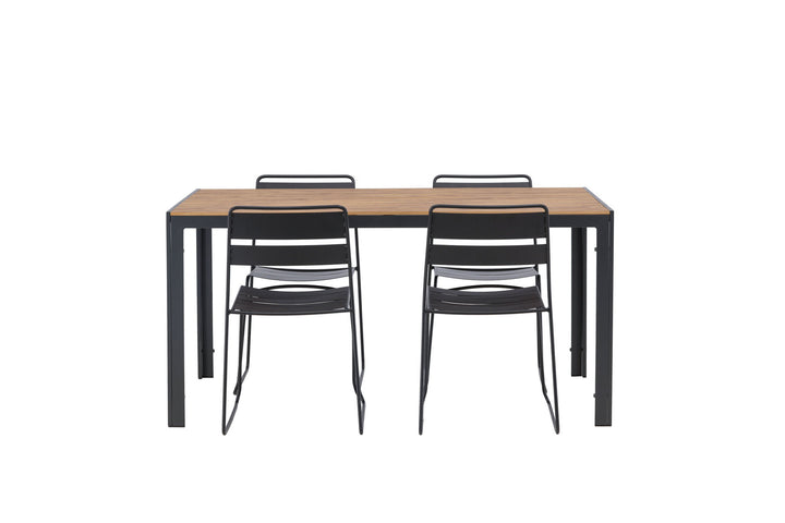 Venture Home Break Diningtable Alumnium - Black / Nature Rectangular 90*150* +Lina Dining Chair - Black _4