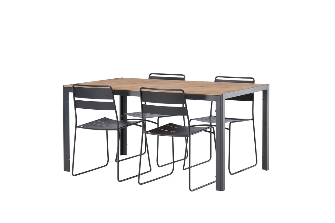 Venture Home Break Diningtable Alumnium - Black / Nature Rectangular 90*150* +Lina Dining Chair - Black _4