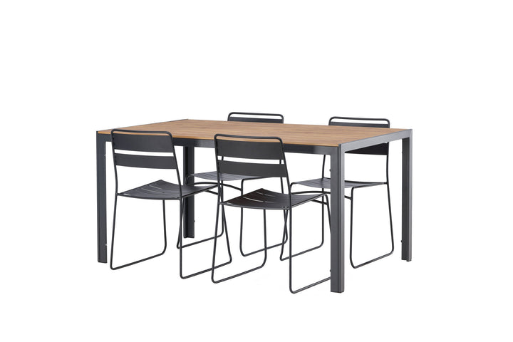 Venture Home Break Diningtable Alumnium - Black / Nature Rectangular 90*150* +Lina Dining Chair - Black _4