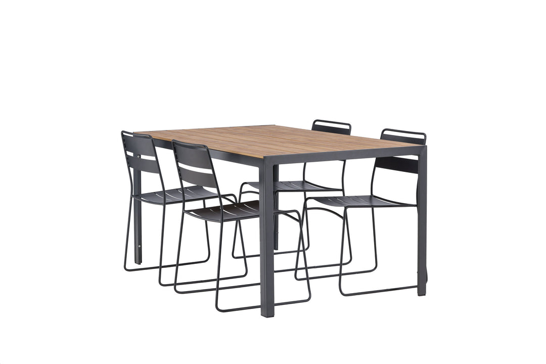 Venture Home Break Diningtable Alumnium - Black / Nature Rectangular 90*150* +Lina Dining Chair - Black _4