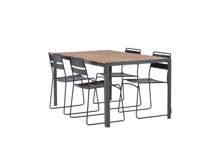 Venture Home Break Diningtable Alumnium - Black / Nature Rectangular 90*150* +Lina Dining Chair - Black _4