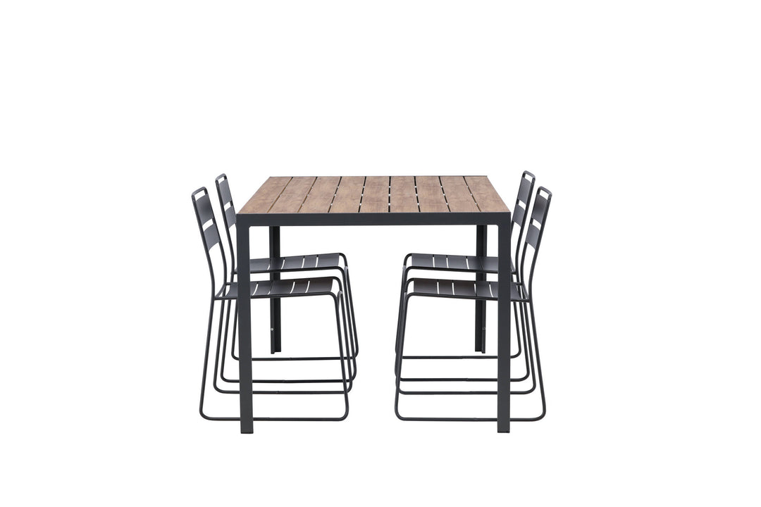 Venture Home Break Diningtable Alumnium - Black / Nature Rectangular 90*150* +Lina Dining Chair - Black _4