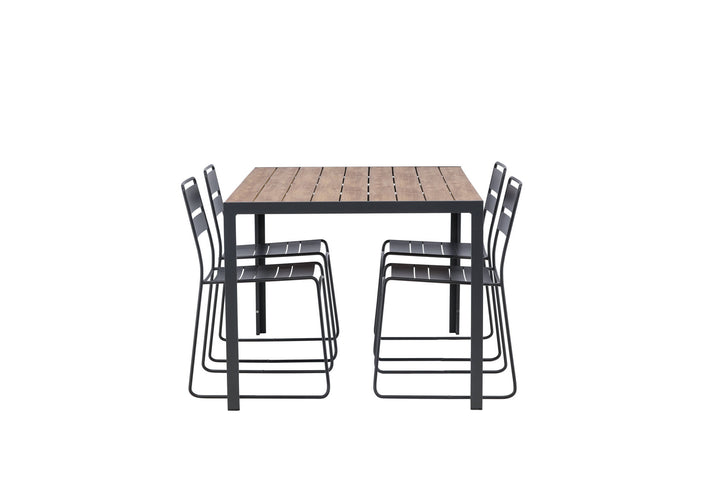 Venture Home Break Diningtable Alumnium - Black / Nature Rectangular 90*150* +Lina Dining Chair - Black _4