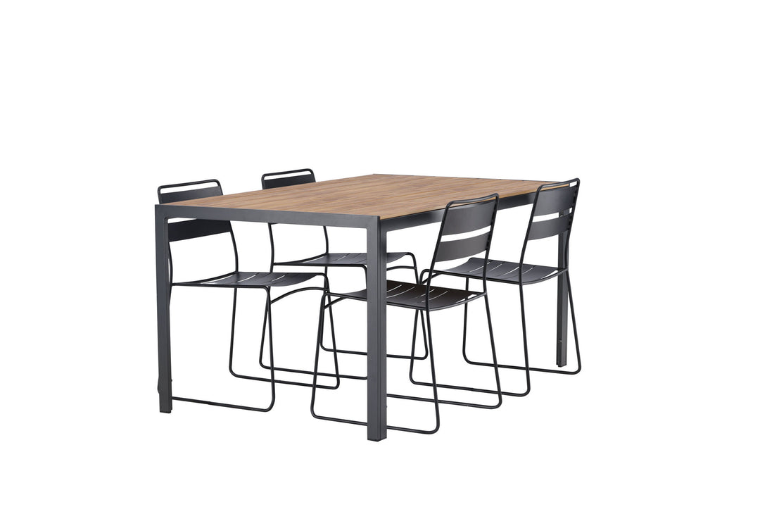 Venture Home Break Diningtable Alumnium - Black / Nature Rectangular 90*150* +Lina Dining Chair - Black _4