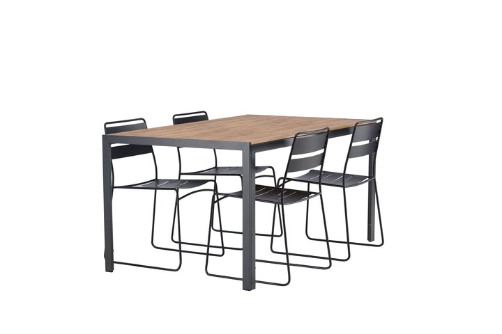 Venture Home Break Diningtable Alumnium - Black / Nature Rectangular 90*150* +Lina Dining Chair - Black _4