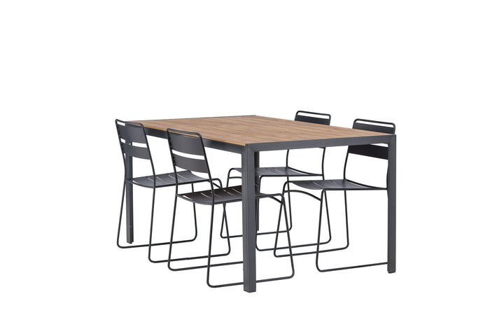 Venture Home Break Diningtable Alumnium - Black / Nature Rectangular 90*150* +Lina Dining Chair - Black _4