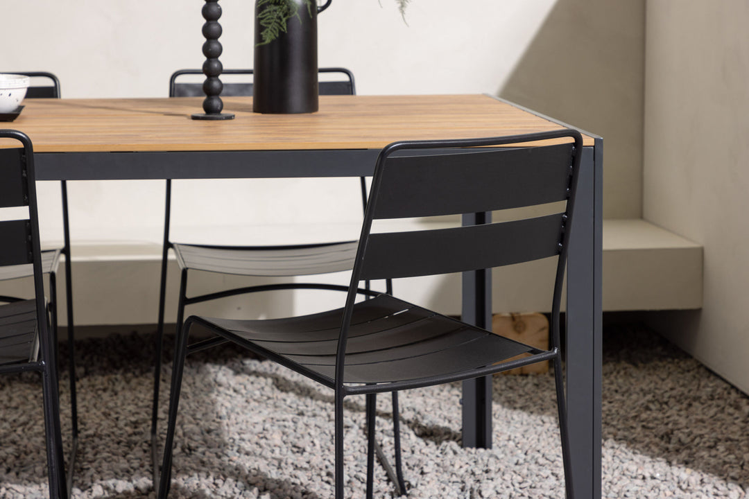 Venture Home Break Diningtable Alumnium - Black / Nature Rectangular 90*150* +Lina Dining Chair - Black _4
