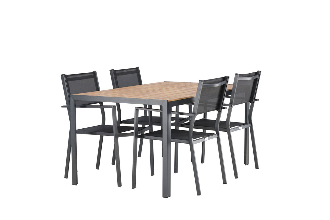 Venture Home Break Diningtable Alumnium - Black / Nature Rectangular 90*150* +Copacabana Stacking Chair - Black/Black - Ersätter 4131-408 _4
