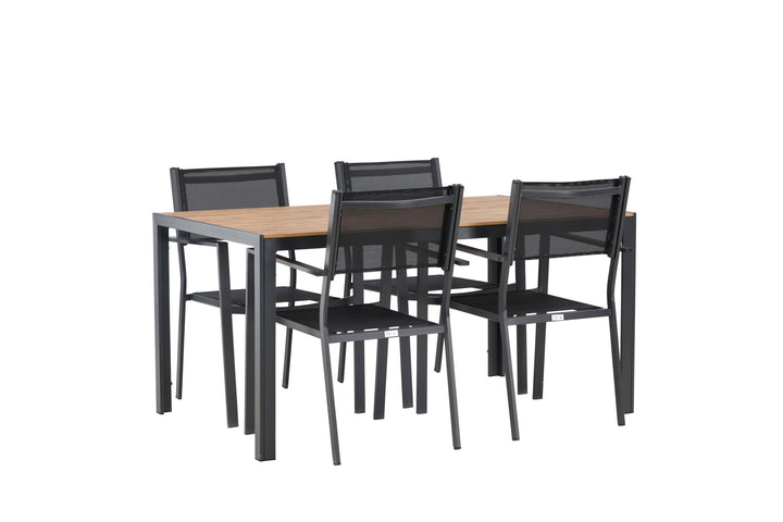 Venture Home Break Diningtable Alumnium - Black / Nature Rectangular 90*150* +Copacabana Stacking Chair - Black/Black - Ersätter 4131-408 _4