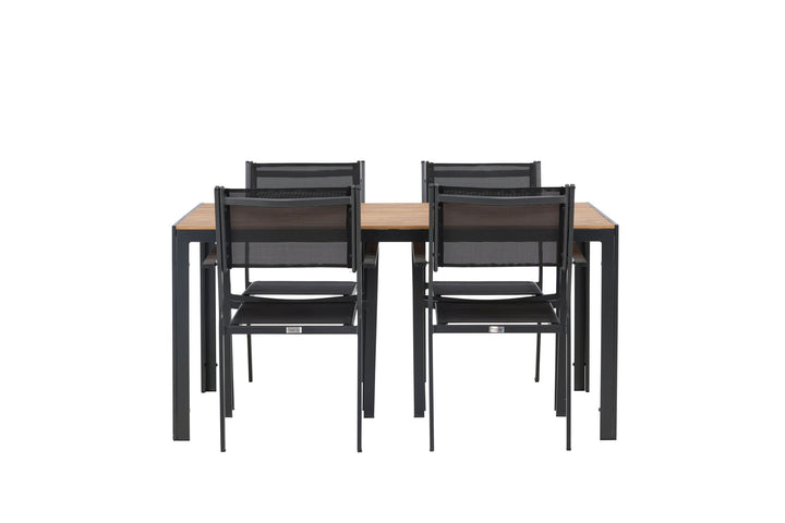 Venture Home Break Diningtable Alumnium - Black / Nature Rectangular 90*150* +Copacabana Stacking Chair - Black/Black - Ersätter 4131-408 _4