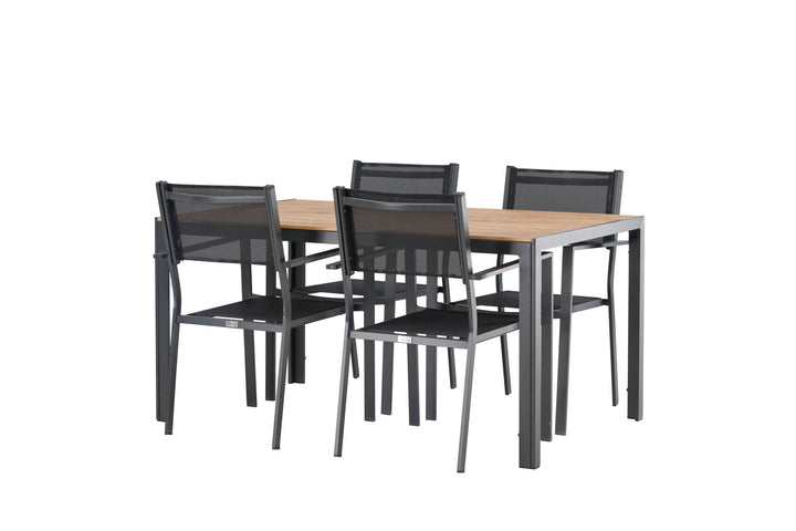 Venture Home Break Diningtable Alumnium - Black / Nature Rectangular 90*150* +Copacabana Stacking Chair - Black/Black - Ersätter 4131-408 _4