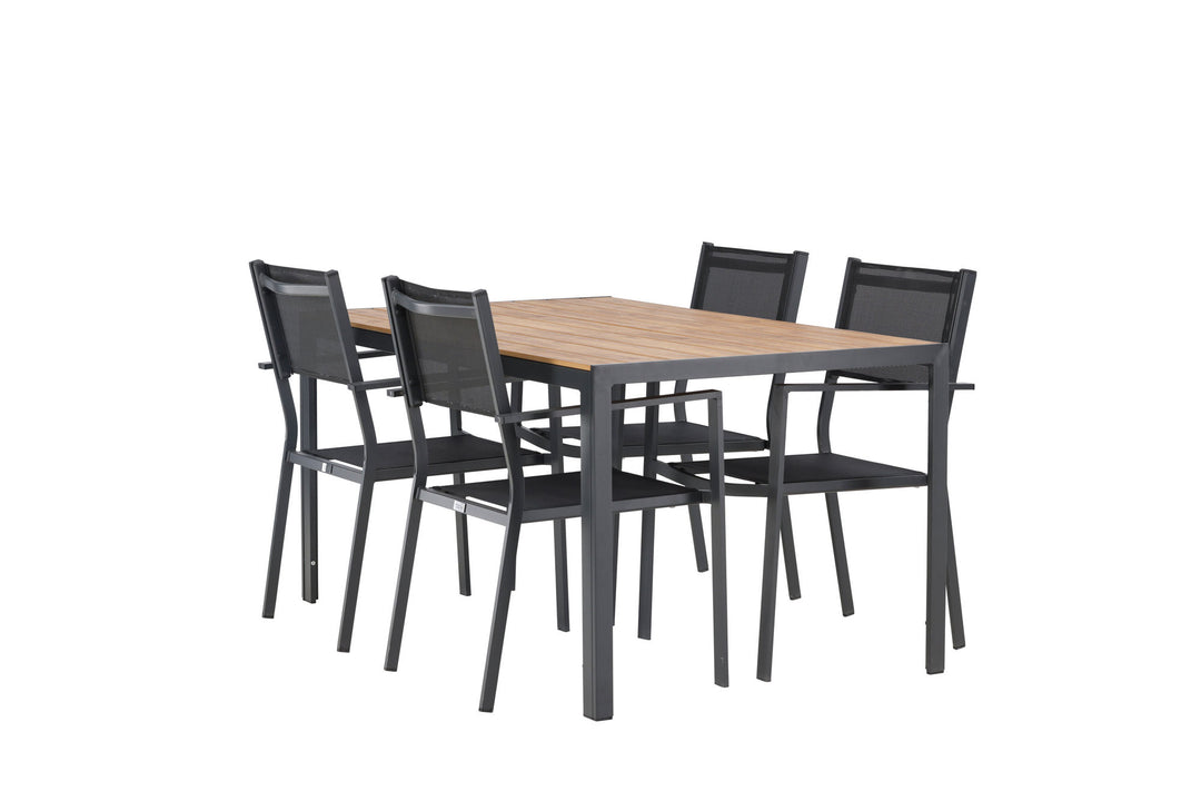 Venture Home Break Diningtable Alumnium - Black / Nature Rectangular 90*150* +Copacabana Stacking Chair - Black/Black - Ersätter 4131-408 _4