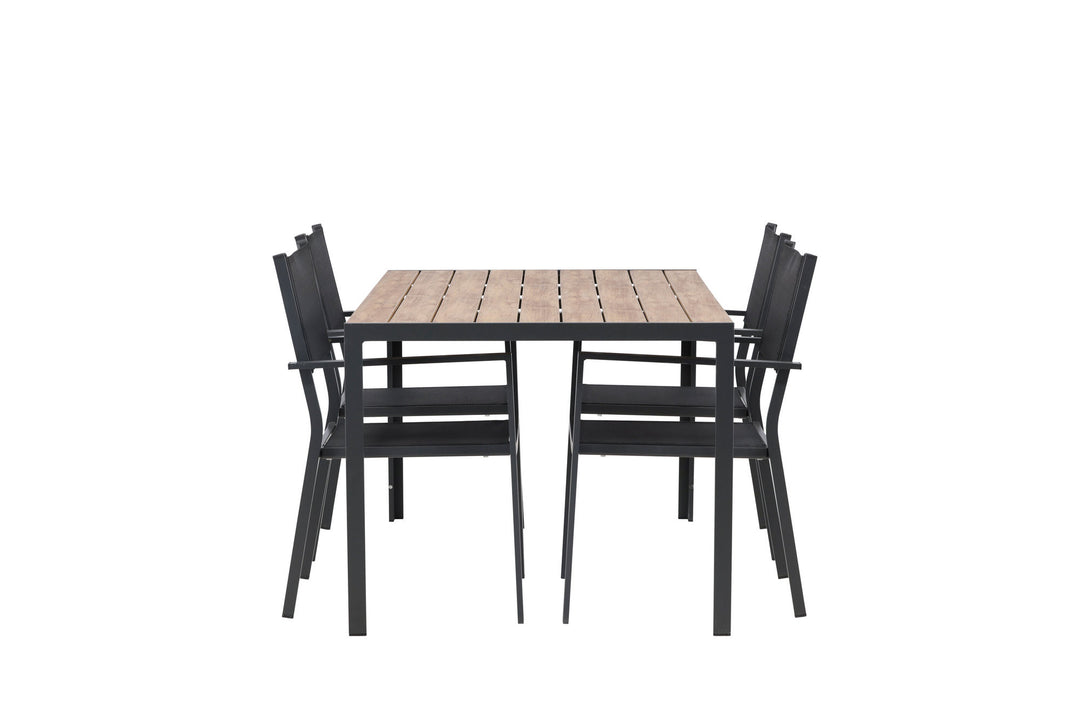 Venture Home Break Diningtable Alumnium - Black / Nature Rectangular 90*150* +Copacabana Stacking Chair - Black/Black - Ersätter 4131-408 _4
