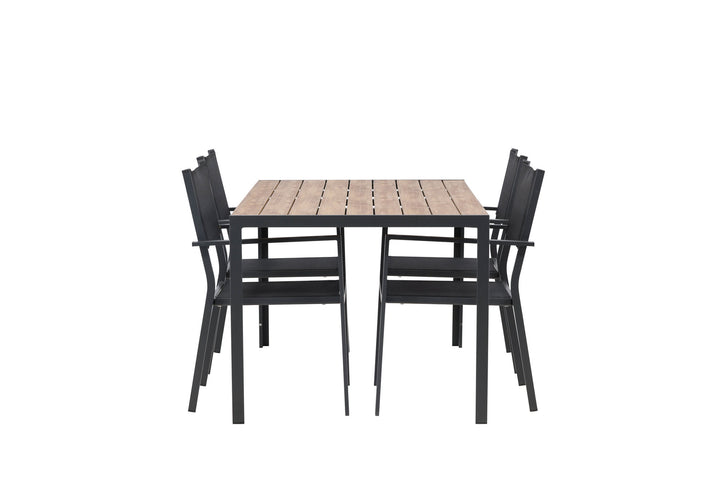 Venture Home Break Diningtable Alumnium - Black / Nature Rectangular 90*150* +Copacabana Stacking Chair - Black/Black - Ersätter 4131-408 _4