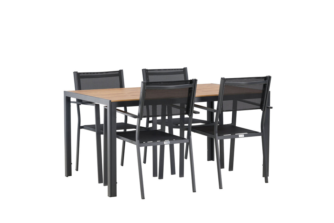 Venture Home Break Diningtable Alumnium - Black / Nature Rectangular 90*150* +Copacabana Stacking Chair - Black/Black - Ersätter 4131-408 _4