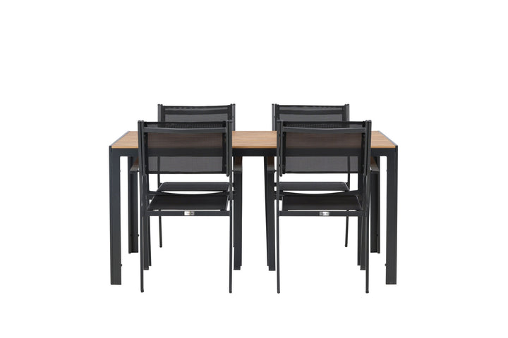 Venture Home Break Diningtable Alumnium - Black / Nature Rectangular 90*150* +Copacabana Stacking Chair - Black/Black - Ersätter 4131-408 _4