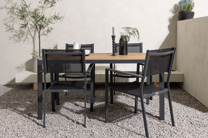 Venture Home Break Diningtable Alumnium - Black / Nature Rectangular 90*150* +Copacabana Stacking Chair - Black/Black - Ersätter 4131-408 _4