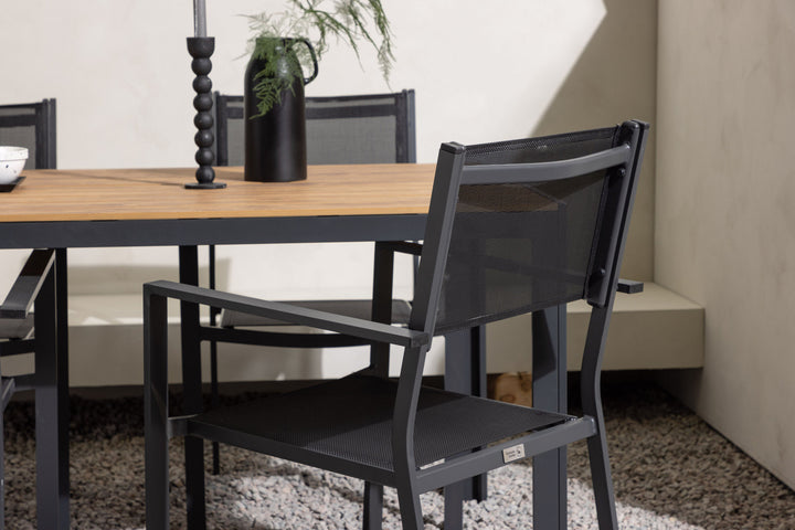 Venture Home Break Diningtable Alumnium - Black / Nature Rectangular 90*150* +Copacabana Stacking Chair - Black/Black - Ersätter 4131-408 _4