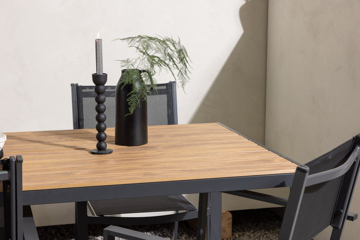 Venture Home Break Diningtable Alumnium - Black / Nature Rectangular 90*150* +Copacabana Stacking Chair - Black/Black - Ersätter 4131-408 _4