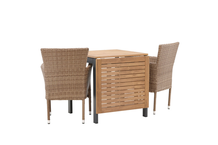 Venture Home Diego Cafetable Aluminium - Black / Brown Aintwood - Rectangular 70*70/130* +Malina Diningchair Alumnium - Nature / Wicker _2