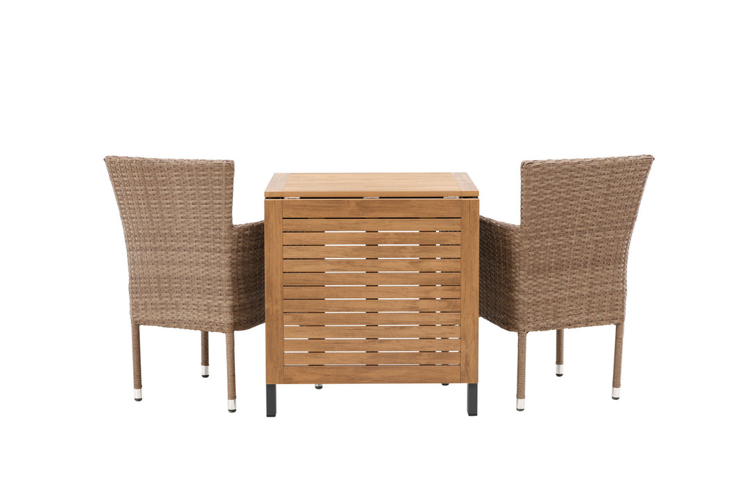 Venture Home Diego Cafetable Aluminium - Black / Brown Aintwood - Rectangular 70*70/130* +Malina Diningchair Alumnium - Nature / Wicker _2