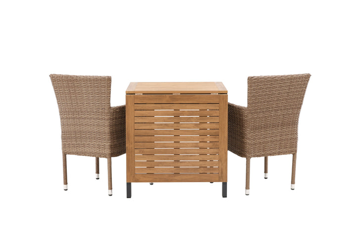Venture Home Diego Cafetable Aluminium - Black / Brown Aintwood - Rectangular 70*70/130* +Malina Diningchair Alumnium - Nature / Wicker _2