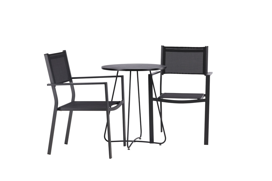 Venture Home Bacong Cafetable Steel - Black / Round ø60** +Copacabana Stacking Chair - Black/Black - Ersätter 4131-408 _2