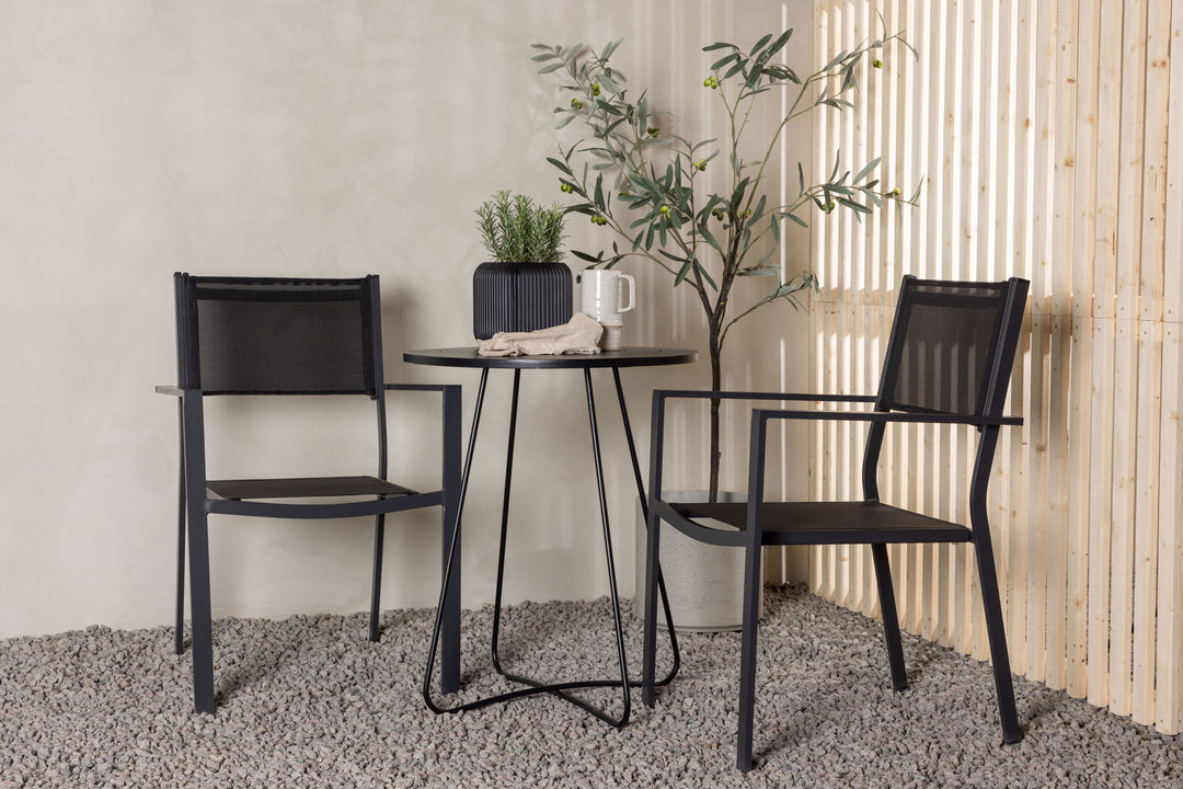 Venture Home Bacong Cafetable Steel - Black / Round ø60** +Copacabana Stacking Chair - Black/Black - Ersätter 4131-408 _2