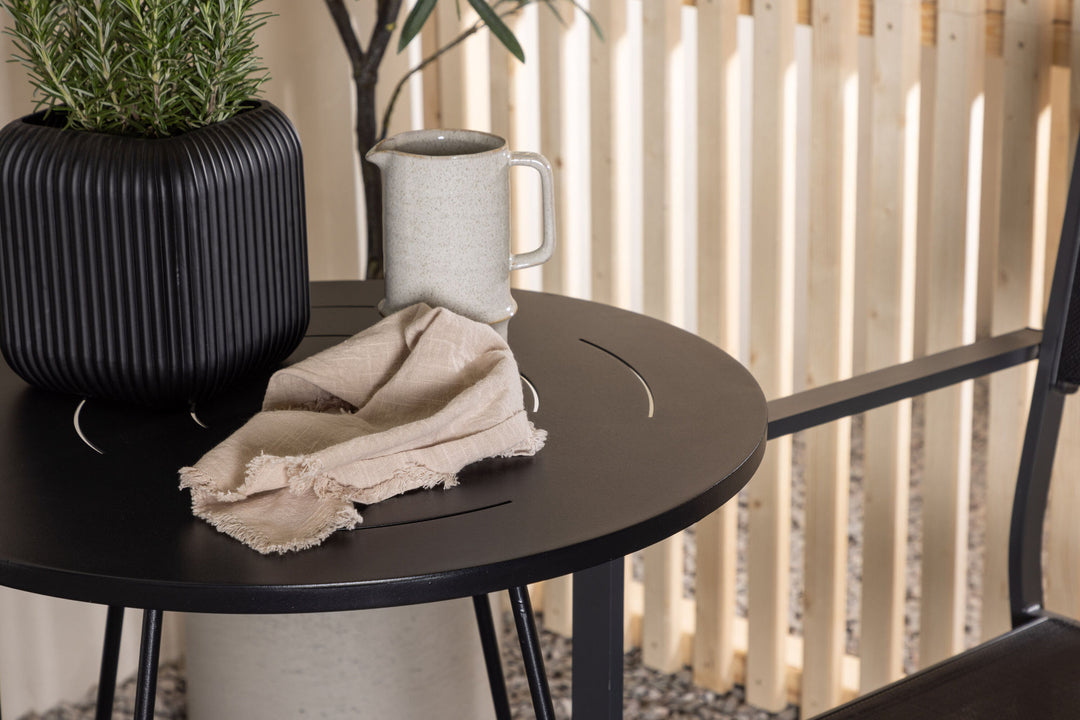 Venture Home Bacong Cafetable Steel - Black / Round ø60** +Copacabana Stacking Chair - Black/Black - Ersätter 4131-408 _2