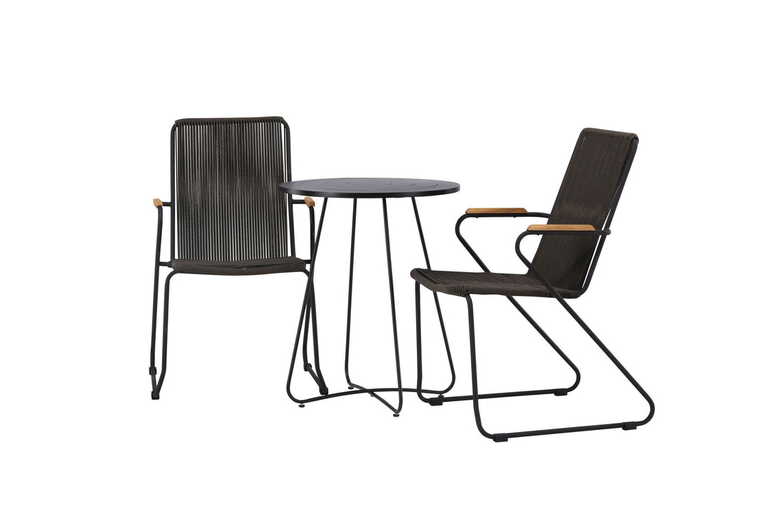 Venture Home Bacong Cafetable Steel - Black / Round ø60** +Bois Diningchair Steel - Black / Dark Grey Rope _2