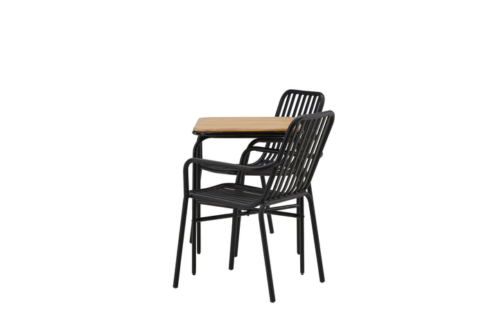 Venture Home Holmbeck Cafetable Steel - Black / Rectangular 55*70*74 +Peking Diningchair Aluminium - Black / _2