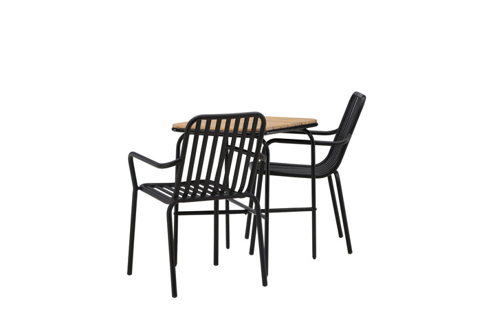 Venture Home Holmbeck Cafetable Steel - Black / Rectangular 55*70*74 +Peking Diningchair Aluminium - Black / _2