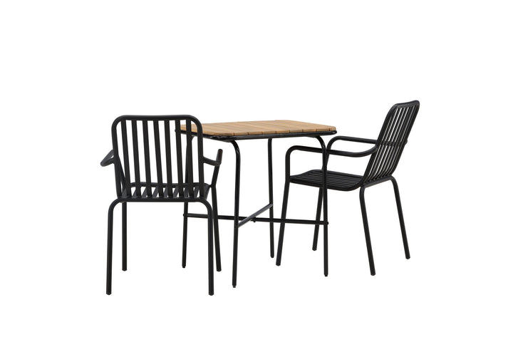 Venture Home Holmbeck Cafetable Steel - Black / Rectangular 55*70*74 +Peking Diningchair Aluminium - Black / _2