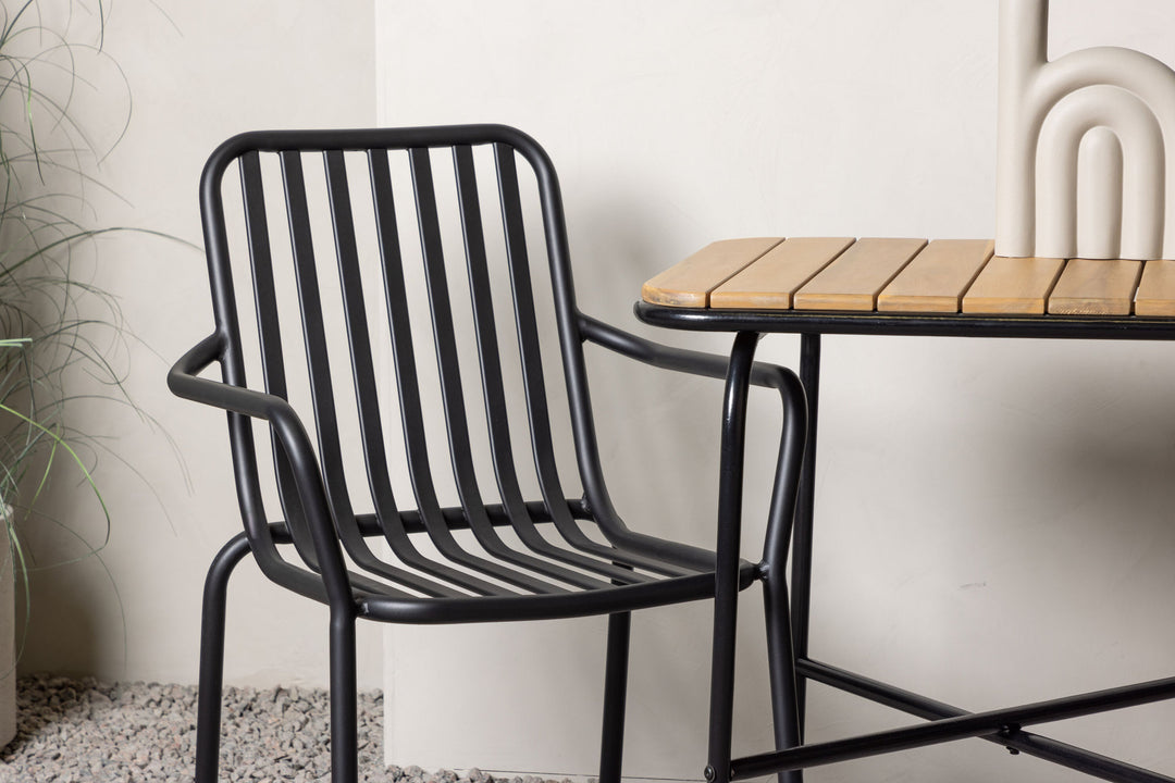 Venture Home Holmbeck Cafetable Steel - Black / Rectangular 55*70*74 +Peking Diningchair Aluminium - Black / _2