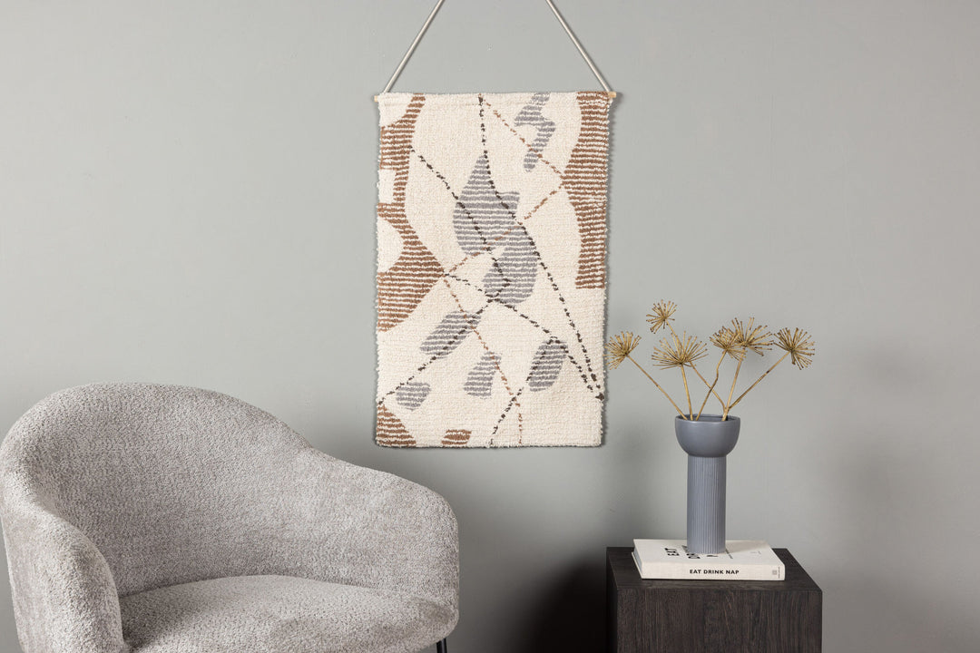 Venture Home Liam Wall Hanging Cotton - 50*80-  -Rectangular-Ivory/Brown/Grey