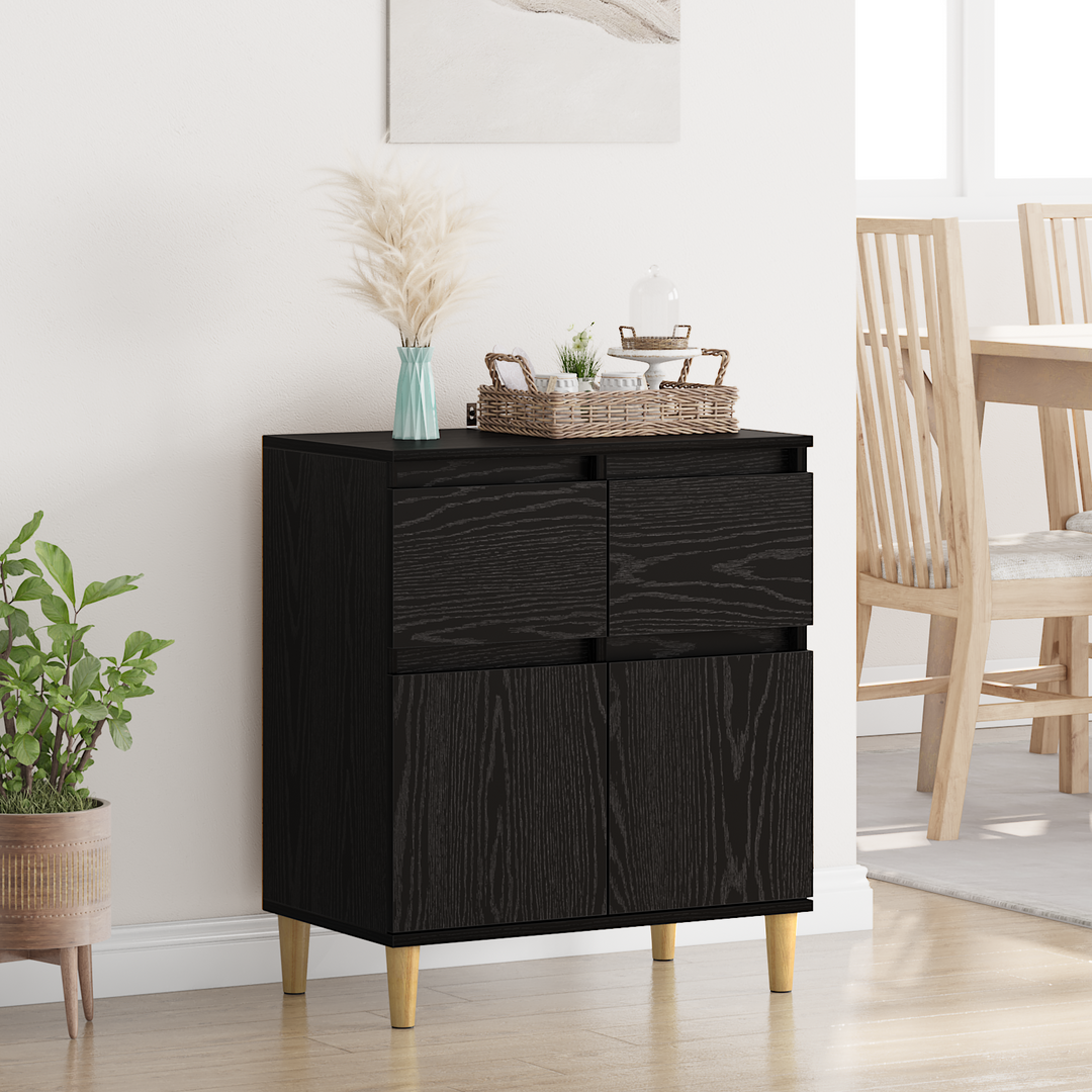 Sideboard med skuffe Sort eg 60 x 35 x 70 cm Konstrueret træ