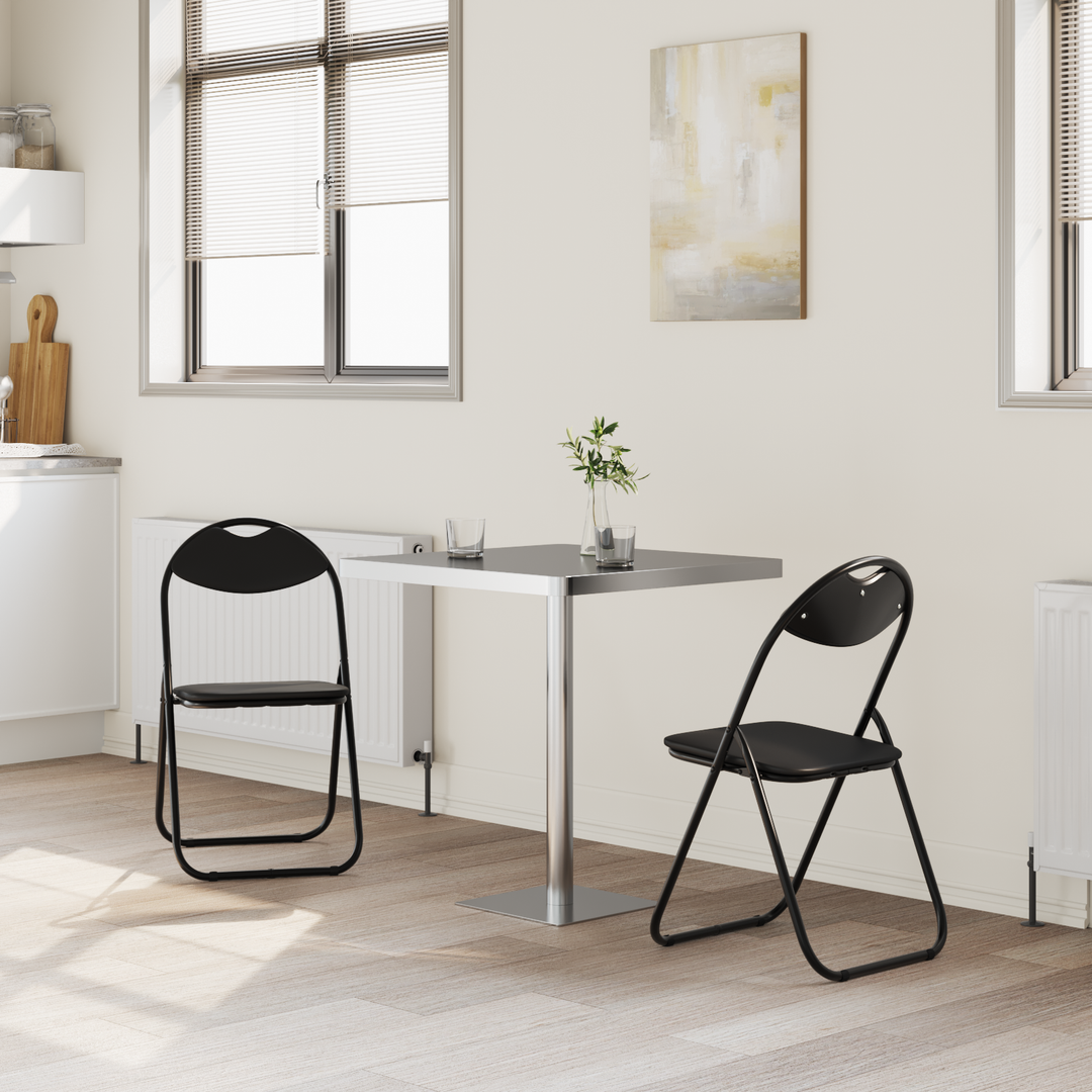 Sammenklappelig stol 2 pcs Sort 48 x 43,5 x 81 cm Faux læder