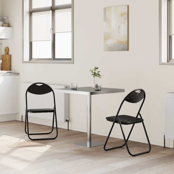 Sammenklappelig stol 2 pcs Sort 48 x 43,5 x 81 cm Faux læder